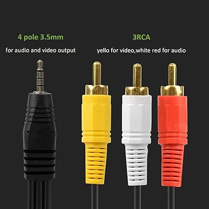 كابل صوت - فيديو 3.5 ملم ذكر الى 3 RCA بطول 1 متر