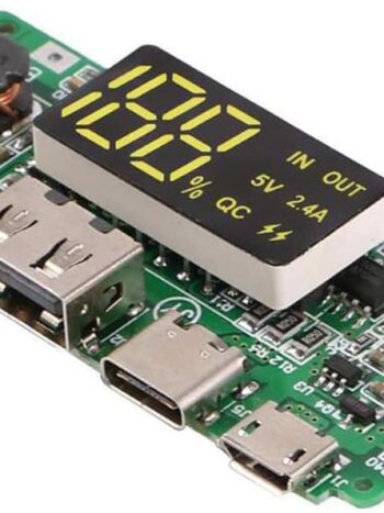 لوحة شاحن بطارية ليثيوم 18650 بمنفذ USB مزدوج 5 فولت 2.4 امبير، وحدة باور بانك ميني نوع سي مع شاشة عرض LED مزودة بلوحة صغيرة للحماية من الشحن الزائد والتفريغ الزائد من وسدمافيز، قطعة واحدة
