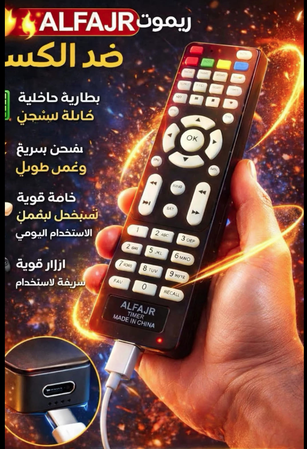 ريموت تايمر بدون حجارة يعمل بالشحن تايب سى