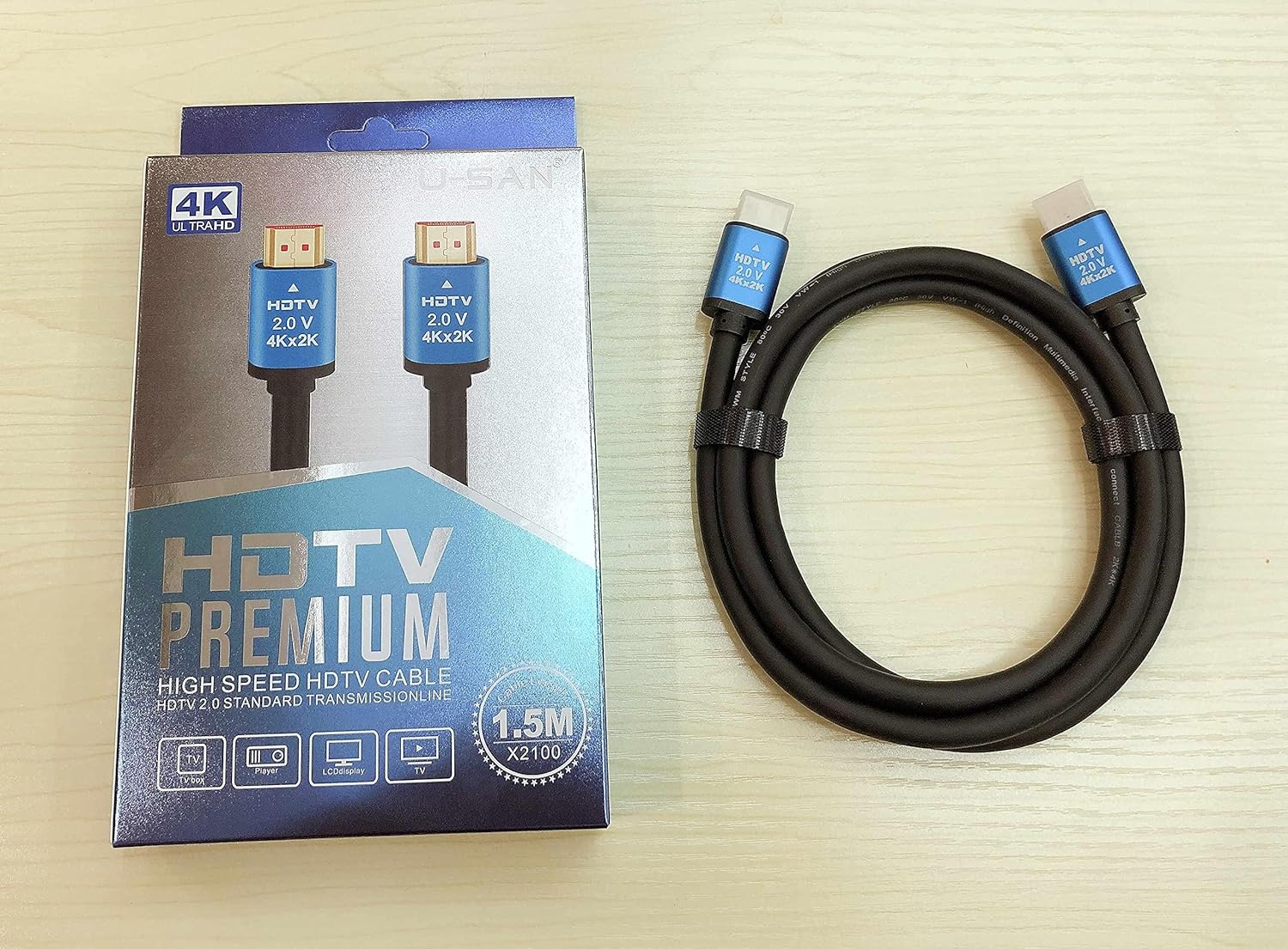 كابل  1.5 متر على باكت hd 4k